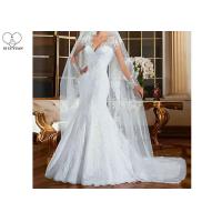 Buy cheap Long Sleeve Lace Mermaid Bridal Gowns Pure White Beading Perspective Back product