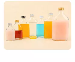 50ml 100ml 200ml 250ml 500ml Clear Glass Flat Wine Bottle for Cold Brew Coffee Juice