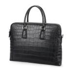 Crocodile Messenger Ladies Men'S Black Leather Laptop Briefcase Bag