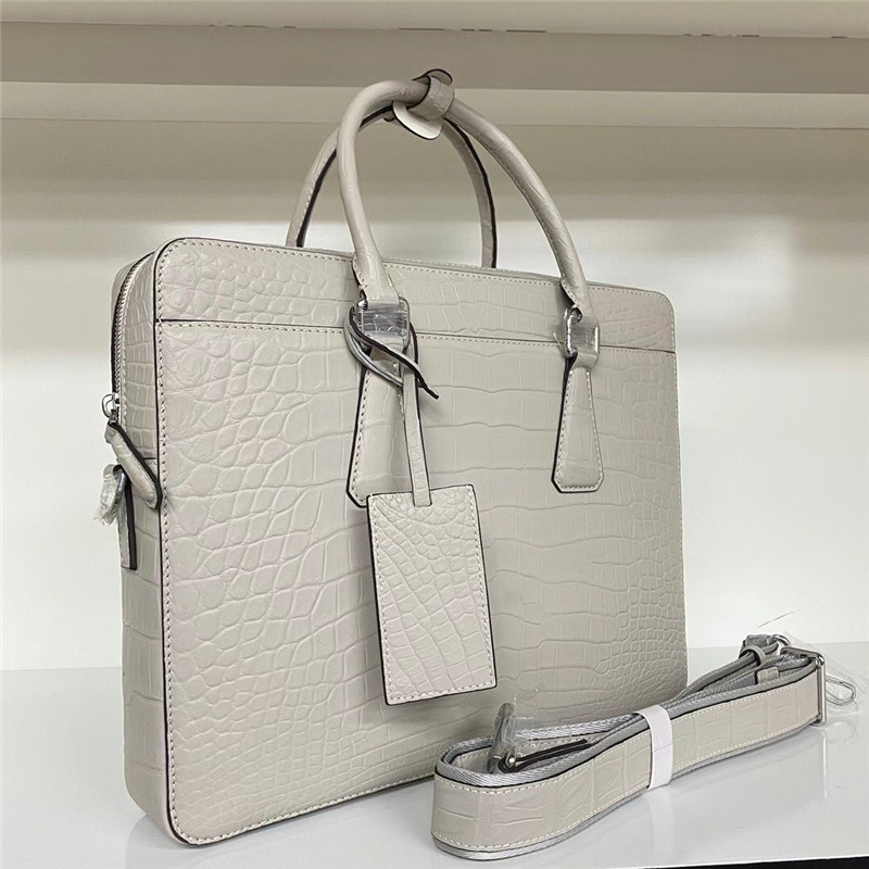 Authentic Crocodile Belly Skin Matt Finish Nude Color Male Briefcase Genuine Alligator Leather Businessmen Working Totes