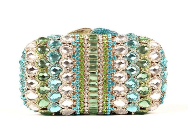 Buy cheap Hard Case Handmade Stone Clutch Bag Malachite Green Crystal With Golden Lining from wholesalers