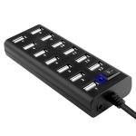 Black White ABS Plastic Hi Speed 13 Port Usb 2.0 Splitter