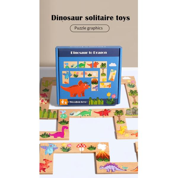 Children's Puzzle Toys Wooden Dinosaur Pairing Puzzle Domino Building Block Toys Game