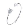 Buy cheap 1.5mm Round CZ Handmade Sterling Silver Bangle Bracelets 5.40g from wholesalers