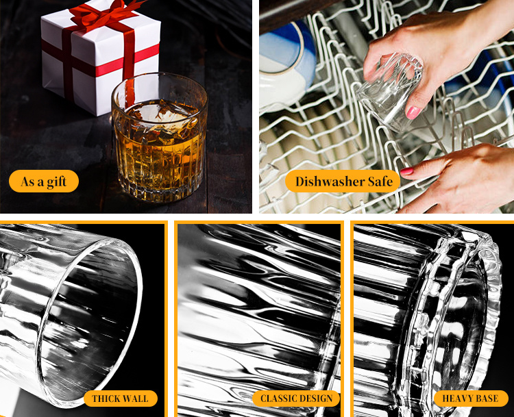 Vertical Stripes Clear Drinking and Tea Glass Cup Tumbler for Bar