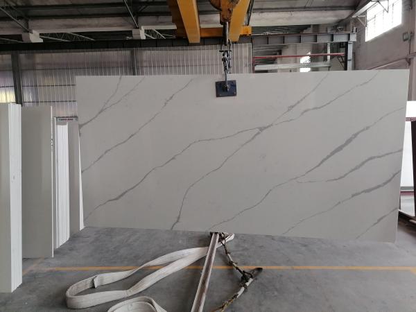 Buy cheap 20MM Thickness Calacatta Quartz Stone Grey Veins Polished Marble Look Stone Slab from wholesalers