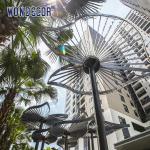 Large Stainless Steel Outdoor Sculpture Geometric Leaf Shaped Pavilion In