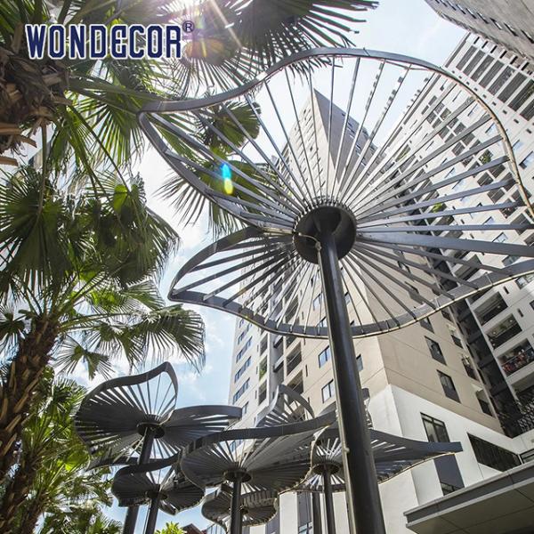 Large Stainless Steel Outdoor Sculpture Geometric Leaf Shaped Pavilion In