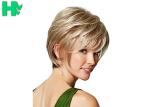 Fluffy Light Brown Short Fiber Wig Natural Looking Women Synthetic Wigs