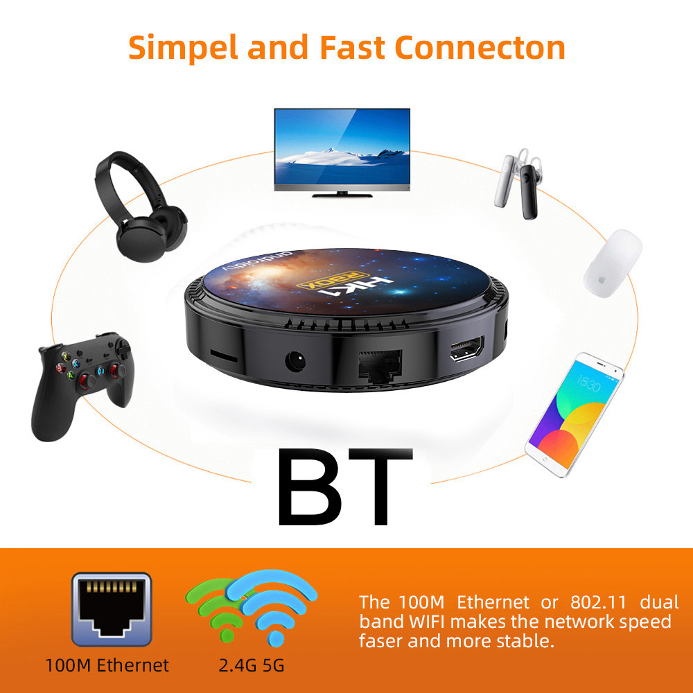 HK1 RBOX W2T IPTV Set Up Box 2G 4G RAM 16G 32G 64G ROM Android TV Box