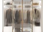 55cm Aluminum Glass Door Wardrobe With Glass Sliding Leather Face Drawers