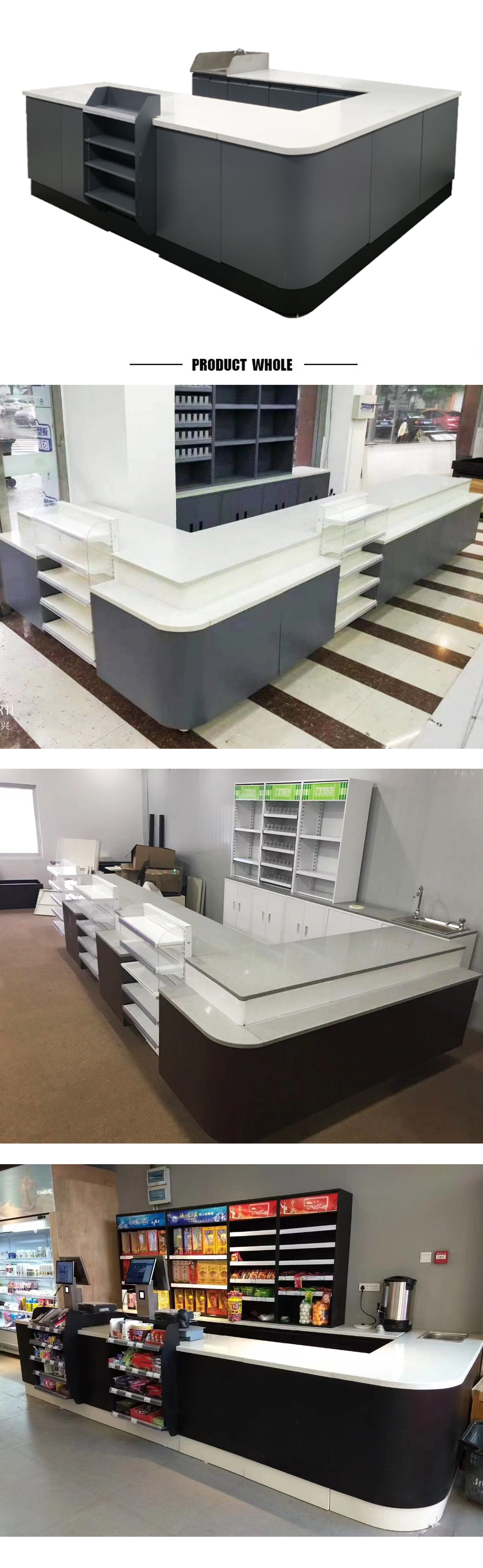 Conveyer Belt Supermarket Checkout Counter Cold Rolled Steel Cabinet Custom Length