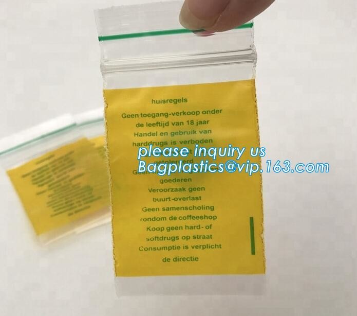 Factory custom color small red / pink / green / yellow / blue resealable K bag decorations, bagplastics, bageas