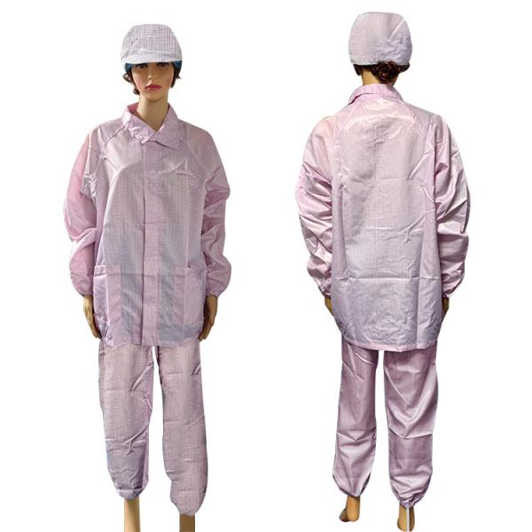 Buy cheap Lab Polyester ESD Antistatic Split Suit 5mm Grid Pink Special Design from wholesalers