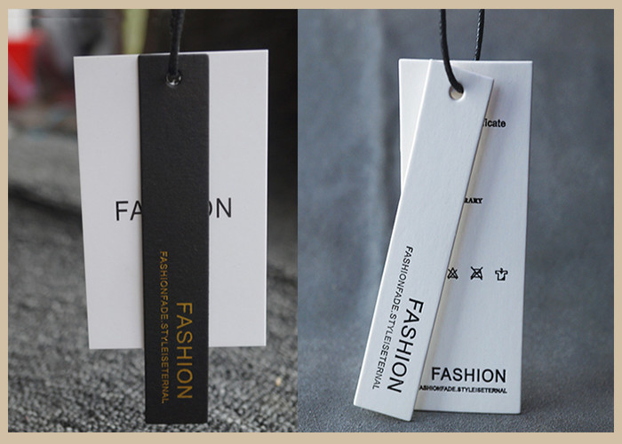 Custom printed 400gsm paper logo embossed garment clothing swing hang tag