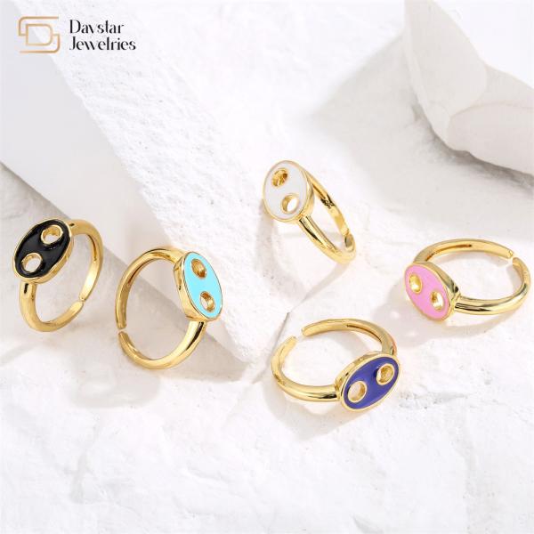 Buy cheap Cute Enamel 18k Gold Plated Pig Nose Open Adjustable Ring For Women Girls Jewelry from wholesalers