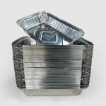 Silver Shallow Oblong Disposable Foil Pans for Household Container Food Aluminum