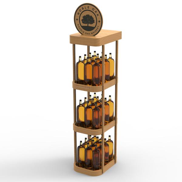 Buy cheap Customizable Store Floor Standing Wooden Three Layer Display Rack Shelf For Wine from wholesalers