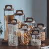 Buy cheap 700ml 1000ml 1400ml large wide mouth heat-resisting glass storage jars with wooden lids from wholesalers