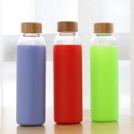 500ml Portable Glass Water Bottle Bamboo Lid Odor Free Heat Resistance
