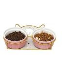 Pet Ceramic Double Bowl Cute Anti Overturning Basin