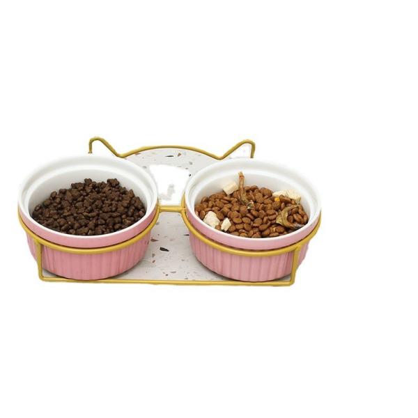 Buy cheap Pet Ceramic Double Bowl Cute Anti Overturning Basin from wholesalers