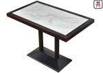 4 Seats Restaurant Dining Table Luxury Marble Inset Wood 4ft*2ft Casting Iron