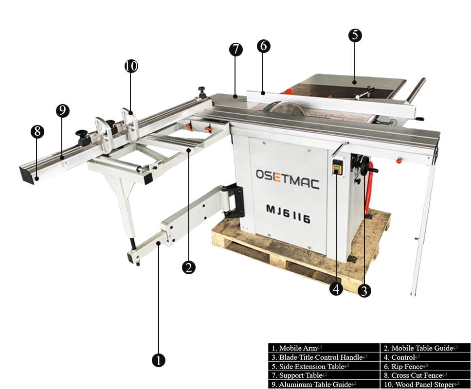 Max.Cutting Height of 50mm at 45° Sliding Table Saw Machinery for Precise Wood Cutting