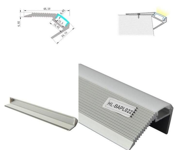 LED Aluminum profile diffuser for stairs for LED strips profile Clear Frosted Milky PC cover