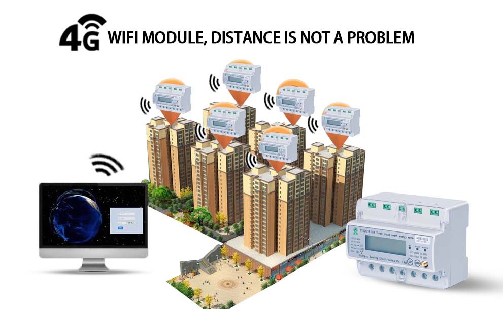 Wifi Portable Din Rail 3 Phase Energy Meter 230 Electric Energy Meter 3 Phase Wifi