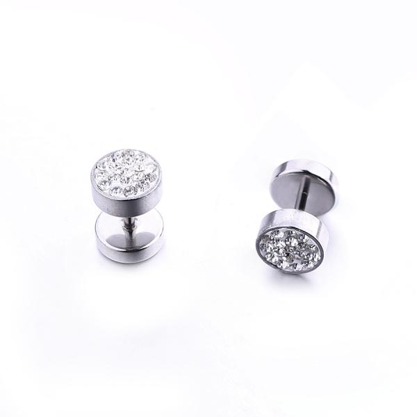 Buy cheap Poland Hot Sale Men's Crystals Pave Round Circle Studs Earrings from wholesalers