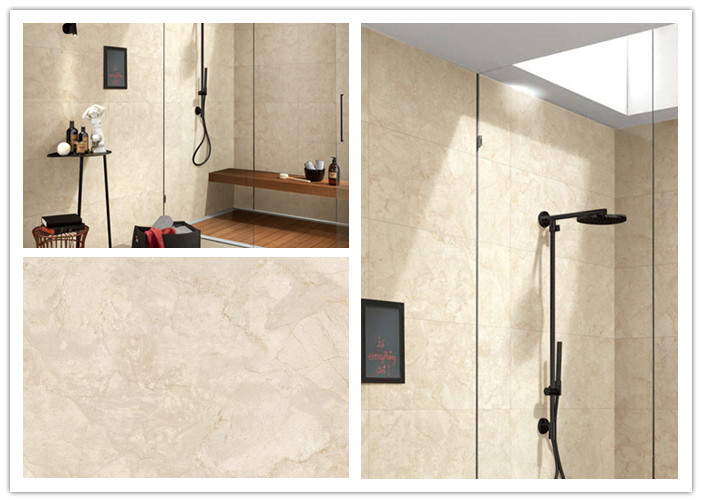 Low Absorption Rate Indoor Polished Porcelain Tile , Beige Color Marble Floor Tile