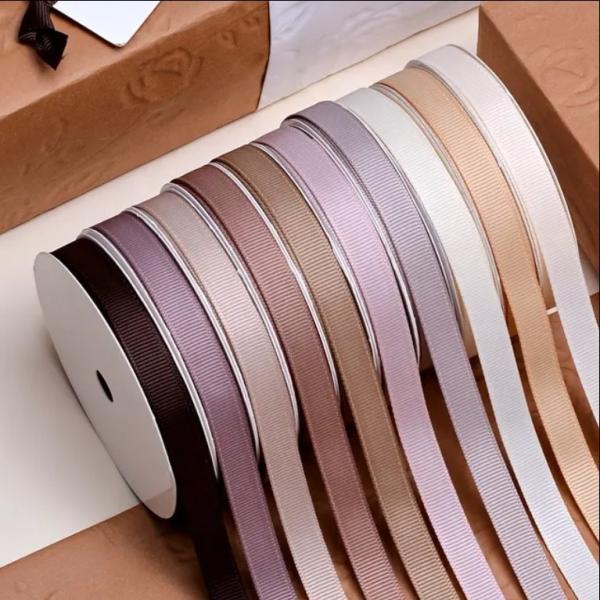 Buy cheap Yama ribbon stock classic light brown chocolate grosgrain ribbon roll for gift box warp from wholesalers