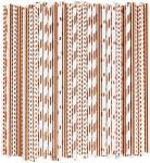 Wave Heart Rose Gold Striped Straws For Birthday