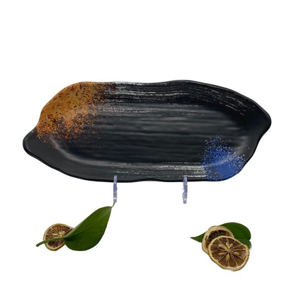 Buy cheap Hot Pot Long Shape Melamine Dinner Plates With Stripe Texture from wholesalers