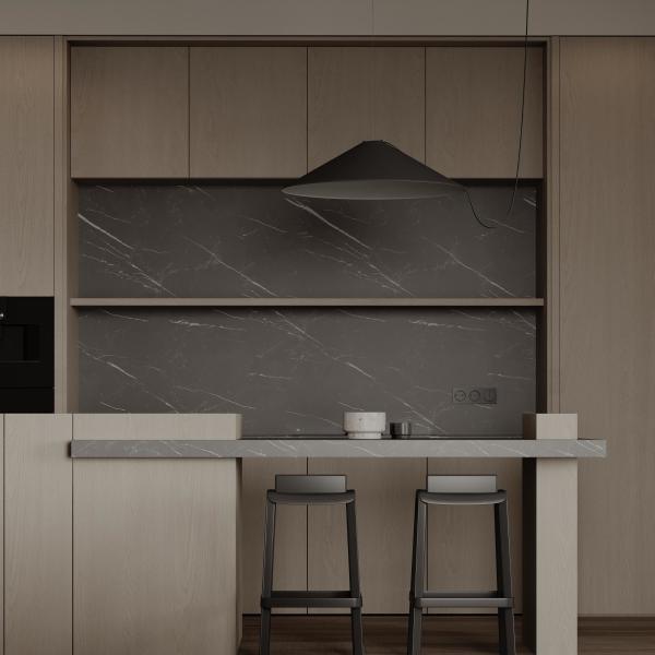 Buy cheap Modern Island Kitchen Designs Complete Metal PET Laminate Glossy Kitchen Cabinets MDF Lacquered Glass Includes Faucet from wholesalers