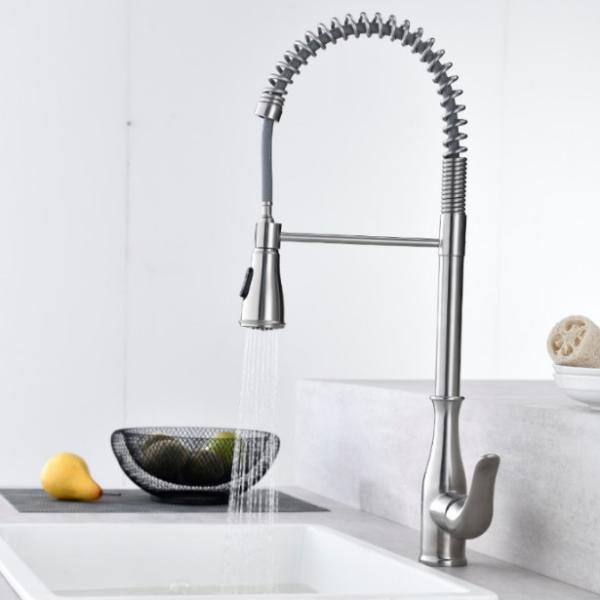 Buy cheap ODM Single Mount Kitchen Faucet 18/10 Brushed Stainless Steel Faucet PEX Hose from wholesalers