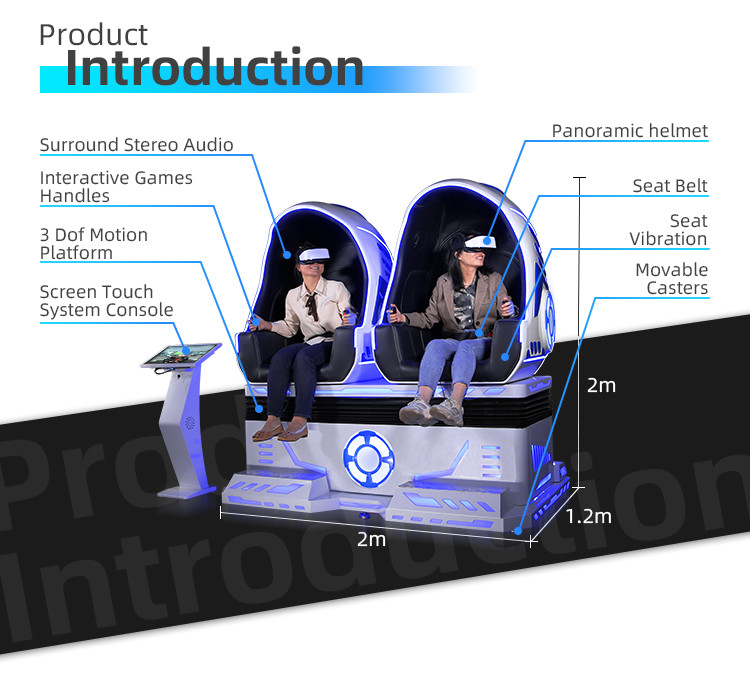 220V VR Roller Coaster Simulator Double Egg VR Chair Games For Amusement Park