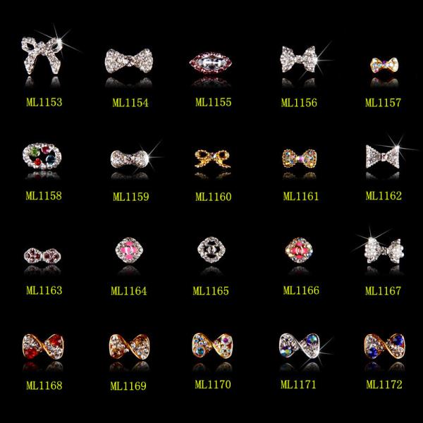 Buy cheap Silver Gold Bow Nail Art Glitter Rhinestones Decoration Alloy Metal 3D Charm ML1153-1172 from wholesalers