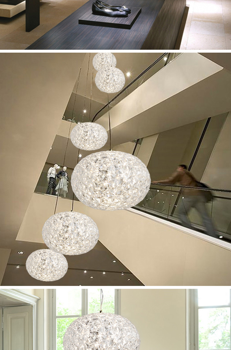 Post Modern Living room Acrylic Oval Ball Chandelier Bedroom Planet Suspension Lamp(WH-MI-385)