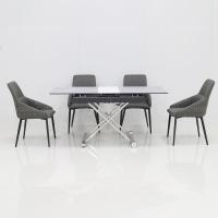Buy cheap Rectangular Maxload 200kg SS Steel Furniture Extendable Dining Table Set product