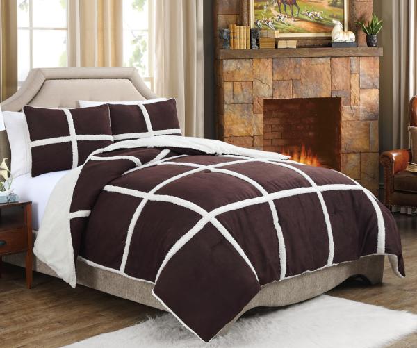 Buy cheap Brown Super Soft Microfleece Duvet Set Suede Comforter With 100% Polyester Filling from wholesalers