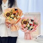 Graduation Bear Sunflower Knit Bouquet Set Creative Handmade Gift Yarn Flower