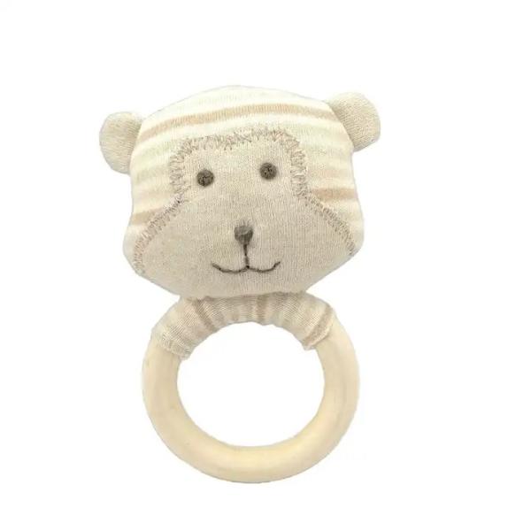 Buy cheap Skin Friendly Infant Monkey Toy Wooden Organic Colored Cotton Anti-Mite Baby Rattle Teether from wholesalers