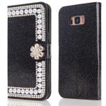 Book style shinny stand bling diamond leather wallet phone case for samsung s8