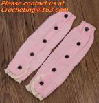 Little Girls Knitted leg warmers Crochet Lace Trim and Buttons children kids leg