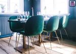 Red Blue Velvet Beetle Lounge Chair , Dining Room Chairs With Metal Legs
