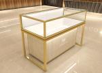 3 Color LED Light Golden Jewelry Store Showcases Alloy Display Cabinet