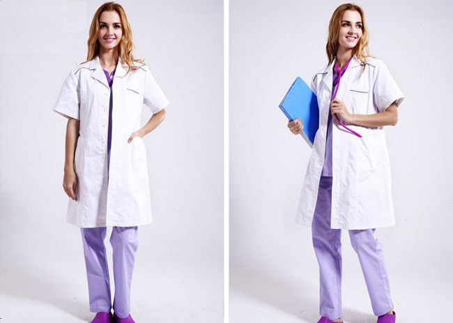 Unisex Practical White Doctor Lab Coat Eco - Friendly Unique Design With Buttons