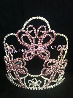 Buy cheap Pink butterfly crowns and tiaras wholesale pageant tiaras rhinestone crystal crown supplier cheap pageant crowns sale from wholesalers